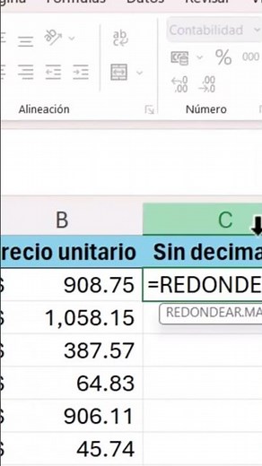 Round up decimal numbers in Excel 😮 #excel #round