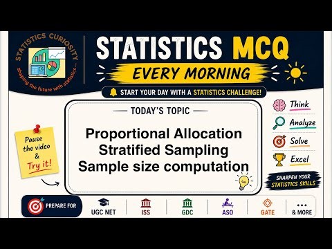 Statistics MCQ Every Morning | Sample size proportional allocation Stratified sampling | Exam prep.