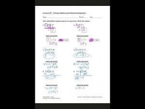 L6 2 Solve Addition and Subraction Equations