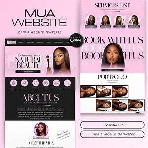 MUA Canva Website Template, Makeup Artist Website Design, Modern Beauty Business Editable Templates (digital Download) - Etsy