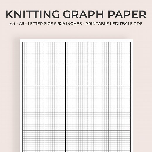 Knitting Graph Paper Printable PDF | Crochet & Stitch Chart Template | A4 A5 Letter 6x9 | Editable Pattern Design Sheet - Etsy