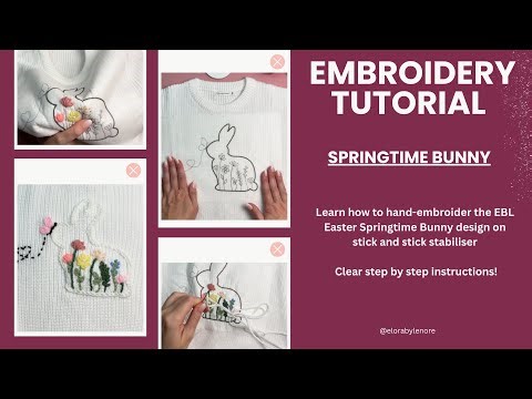 Springtime Bunny Easter Embroidery, learn beginner embroidery, step by step instructions, DIY Craft