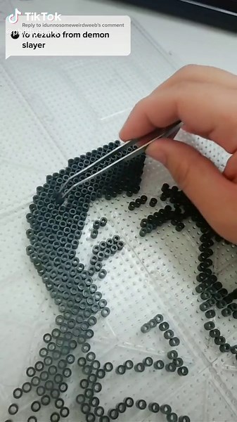 Creating Nezuko from Demon Slayer Using Perler Beads
