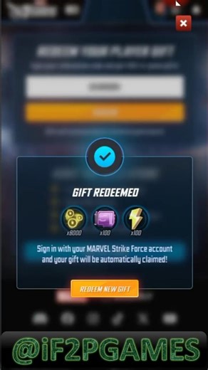 MSF promo gift code 122 - Marvel Strike Force @if2pgames