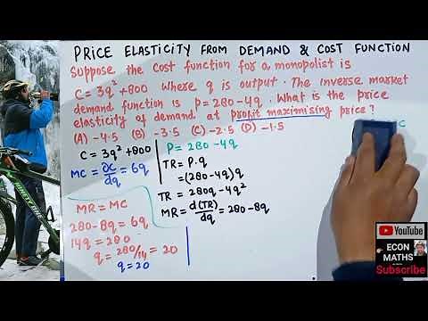 finding price elasticity of demand from the inverse demand & cost function of a monopolist