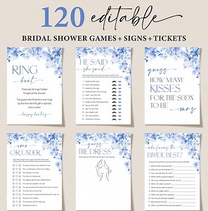 Blue Floral Bridal Shower Games, Editable Bachelorette Games, Printable Wedding Shower Games, Bridal Party Games, Something Blue Before I Do - Etsy