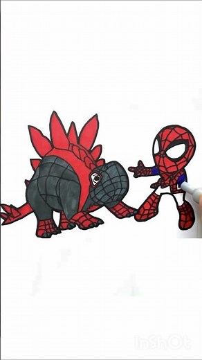 How To Draw Spidey Riding a Stegosaurus #spiderman #drawings #art #howtodraw #short