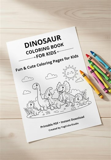 Dinosaur Coloring Book for Kids, Fun Dino Activity (PDF Instant Download) - Etsy