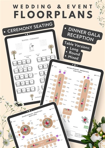 Wedding Floor Plan Seating Chart - Ceremony and Dinner Seating - Etsy
