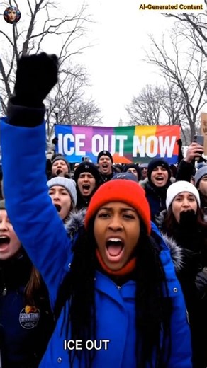 Massive Winter Protest: "ICE OUT NOW" in Snow-Covered Park. #aishorts #usa