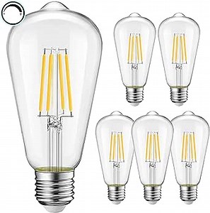 Light Bulbs,60W Equivalent.Dimmable Vintage LED Light Bulbs,ST58,6W,700LM,90+CRL,Warm White 2700K,E26 Medium Base,Clear LED Bulbs. (Warm White, 6)