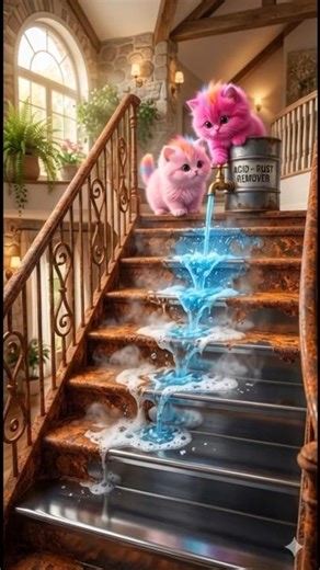 Satisfying Rust Removal by Two Cute Kittens 🐱#shortsfeed #foryou#trendingshort#satisfying