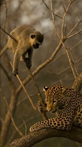 Unbelievable! Monkey HitsLeopard Using a Stick 🐒 #junglelife #animalfight #animallife