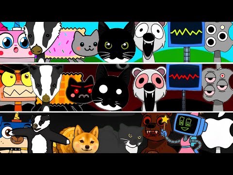 Incredibox Sprunki OC Phase 1 to Phase 3 Maxwell Cat, Nyan Cat, Badgers, The Bear, Unikitty!, Karen