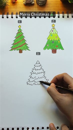 วาดรูปต้นคริสต์มาส 3แบบ 🎄/Simple and cute Christmas