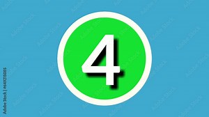 Number 4 four sign symbol animation motion graphics on green sphere on blue background,4k cartoon video number for video elements