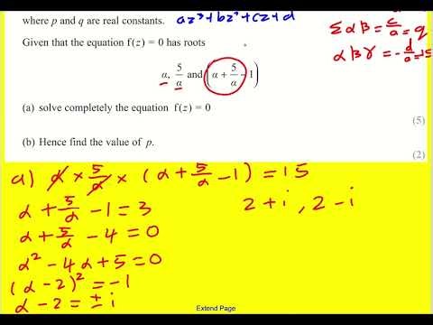 AS FM Edexcel Sample core pure q1 roots of polynomials (Further Maths AS Level)