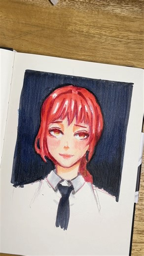 makima fan art with copic markers yayy!! #copicart #markerdrawing #chainsawman #animepfp #animeart