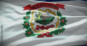 West Virginia state flag waving background. 4K backdrop