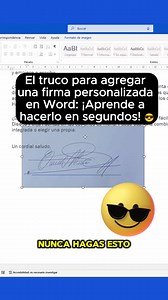 ✅El truco para agregar una firma personalizada en Word: ¡Aprende a hacerlo en segundos! 😎#reelviral #foryou #viralfacebook #empleo #PostViral | Aprende Excel desde Cero