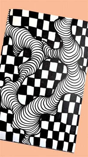 Ilusión Óptica en Blanco y Negro: Arte Geométrico Hipnótico