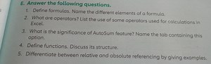 1. Define formulas. Name the different elements of a formula.2... | Filo