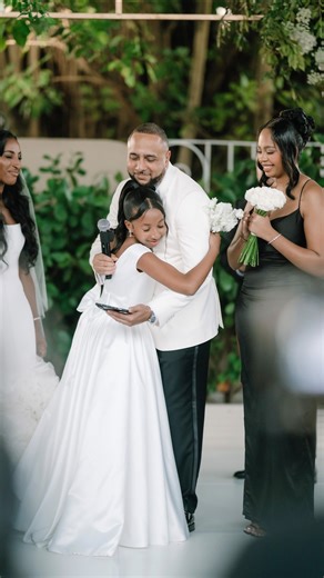 Bricks Group | Miami | Los Angeles on Instagram: "The cutest bride’s daughter speech Bride: @sarahdesamours Groom: @avrahmreindorf Planner: @treschiceventsfl Video: @bricksgroup Photo: @photosbyreem Content creator: @candidweddingmoment Venue: @coralgablescountryclub Bride makeup: @patriciascanvas Dress: @inesdisanto @chicparisien Hair: @tyxhair Bridesmaid makeup: @tech_niquez Sound Prod. & Special effects: @ivestarent Lighting & branding: @mpeeventgroup DJ: @djbullethaiti Custom Tuxedo: @suitsu