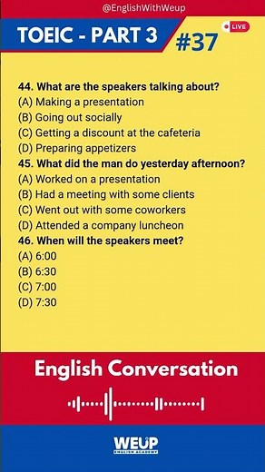 Short TOEIC Part 3 Listening Practice #37 | Conversation Quiz | TOEIC対策