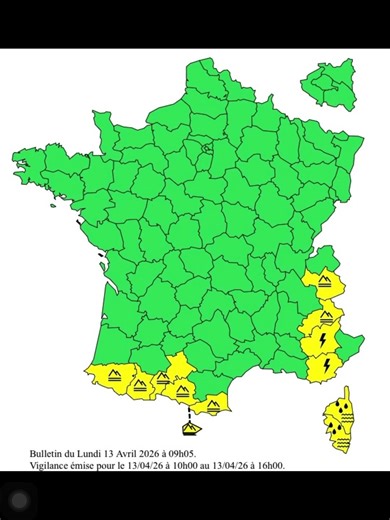 Vigilance Météo : Lundi 13 Avril 2026
