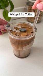 Whipped Iced Coffee. Can't stop making this at the moment! 2 tsp instant coffee 1 tsp sugar 2 tbsp boiling water Ice 180ml milk #whippedcoffee #dalgonacoffee #icedcoffee | My Fussy Eater