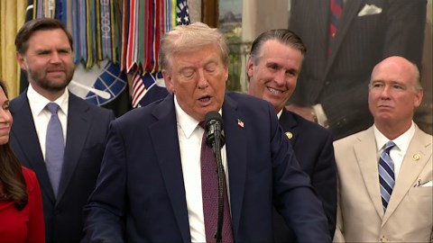 President Trump calls video of bag out White House window 'AI'