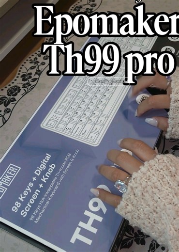 She’s a new keeb 🤍✨ Fresh out the box energy ✨ The EPOMAKER TH99 PRO just entered my setup and instantly raised the bar — a cozy 96% layout, a dreamy screen knob combo, and that soft creamy jade thock that makes every keypress feel intentional. Tri-mode wireless keeps everything flowing from work to gaming, while the 10,000mAh battery quietly does its thing 🔋 Available in white, pink, or black, with Creamy Jade or Sea Salt Silent switches to match every typing mood. New keeb. New vibes. Same c