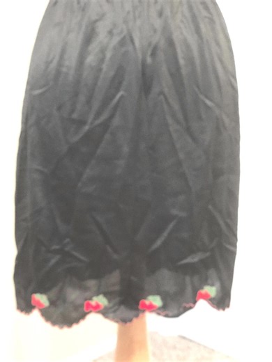 Half Slip, Black, No Lace, Strawberry Appliques, Nylon, Size Jr 13, Made in USA - Etsy