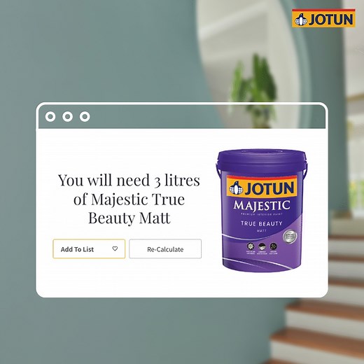 9.8K views · 16 reactions | Plan your painting projects in advance and use the Jotun Paint Calculator on our website to reduce waste and be as environmentally friendly as possible . Visit Jotun’s website to find out more: https://bit.ly/MajesticTrueBeautyMatt #Jotun #ColourTrends2022 #JotunMajestic | Jotun Malaysia | Facebook