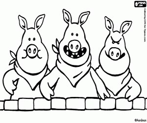 The three naughty pigs coloring page printable game