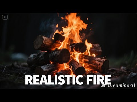 Cinematic Campfire Fire Loop | Realistic Burning Wood Logs Static Shot 4K Video
