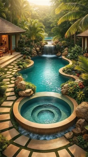 #creatorsearchinsights Watch a tropical outdoor space transform step-by-step into a tranquil pool retreat._This short highlights landscape flow_ curved pool design_ and how thoughtful #PoolDesign #OutdoorLiving #LuxuryLifestyle #BackyardTransformation