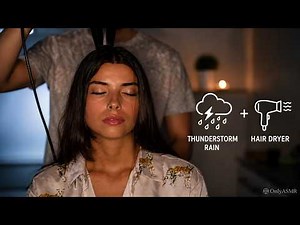 Our Most Viewed Hair Dryer ASMR Sound with Rain & Thunderstorm - Take Away The Stress
