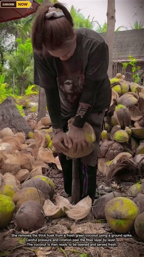 Fresh Coconut Opening Process | Traditional Cutting Technique