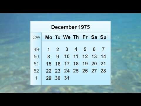 December 1975 Calendar