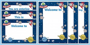 Outer Space Classroom Theme Welcome Signs