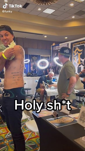 Tattoo artists reacting to my back! #epic #tattoo #reaction #inshock #tiktok #foryou