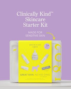 Meet the Beekman 1802’s Probiotic Skincare Starter Kit, our #1 bestseller. Go beyond clean, with Kind ingredients and a simple, but effective routine that’s Clinically Kind™ for sensitive skin. ​ This 6-piece travel-sized kit includes our 3 simple steps routine PLUS a Dewy Eyed eye serum, FREE cosmetic bag, and FREE hair clip! ​ Includes:​ 💛 Milk Wash Exfoliating Jelly Cleanser ​ 💛 Milk Drops Probiotic Ceramide Serum​ 💛 Dewy Eyed Illuminating & Depuffing Eye Serum​ 💛 Bloom Cream Daily Probio
