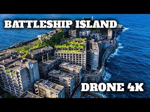Abandoned Battleship Island full drone footage 4k EXPLORING WITH FIGHTERS