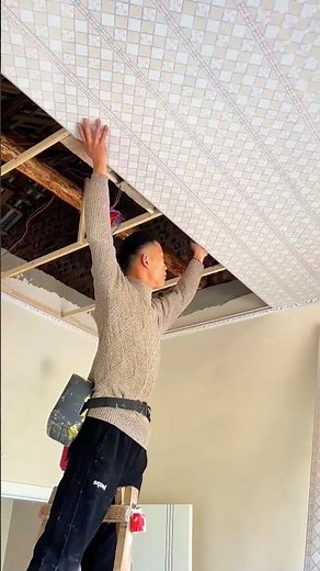 Laying process of pvc plastic sheet ceiling installation