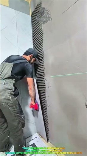 Wall Tile Installation with Laser Level | Precise Tile Leveling Technique #shorts