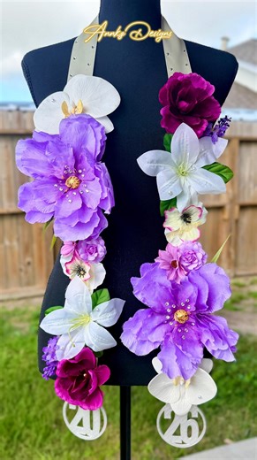 Luxury Floral Graduation Lei | Purple & White Orchid Lei | Class of 2026 Graduation Lei | Elegant Grad Necklace | Custom Graduation Gift - Etsy