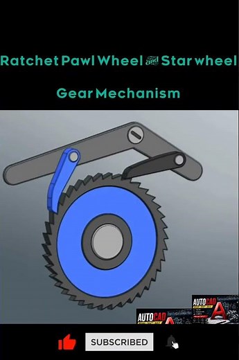 Ratchet Pawl Wheel and Star Wheel Gear Mechanism Animation #shorts