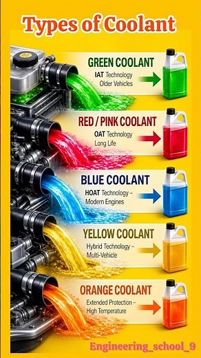 Car Coolant Types Explained | Green vs Red vs Blue vs Yellow vs Orange Coolant Guide 💧 car 🚘 tools
