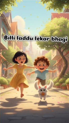 Mera👧 ne Golu 👦ke liye banae laddu laddu🥘🧆 lekar bhagi Billi 🐱🐈#shorts #cat#mera#laddu#Golu#story